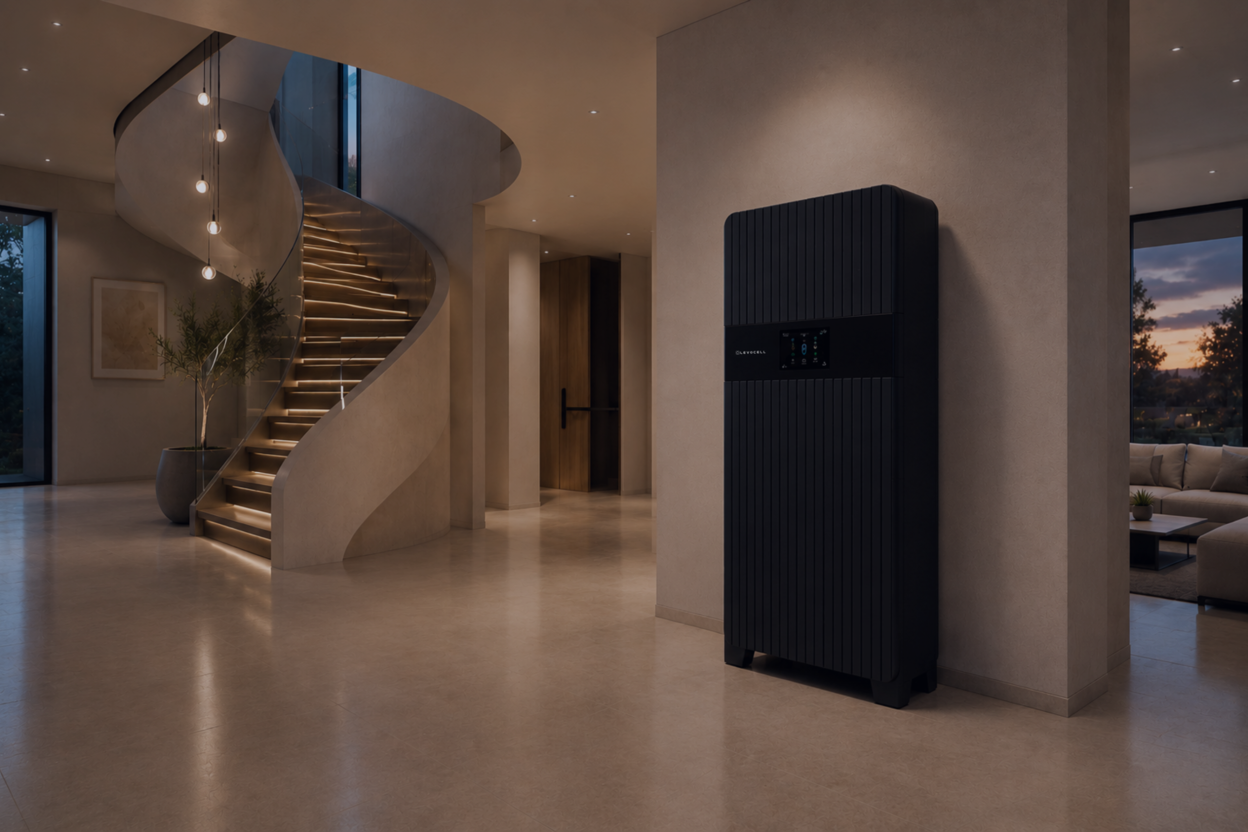 Black AI Battery Energy System - Luxury Hallway